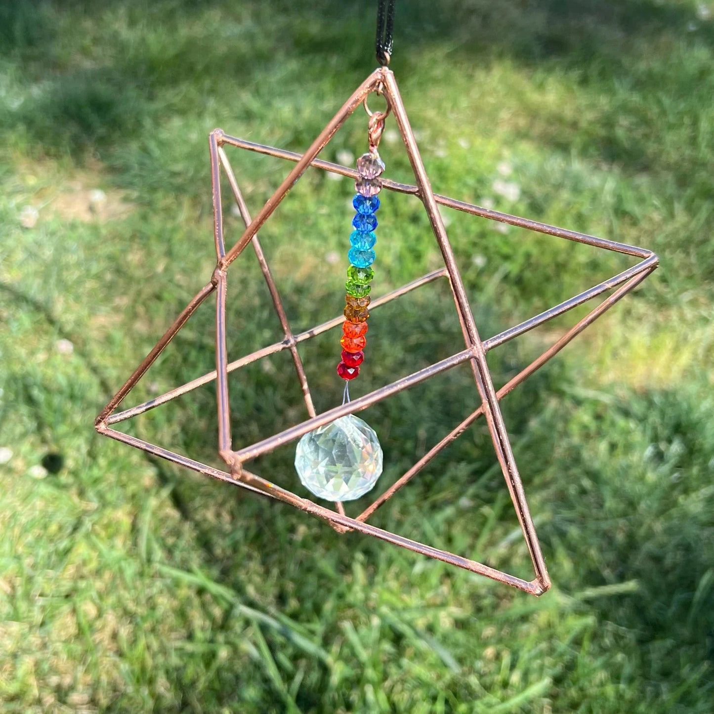 4" Copper Chakra Merkaba Prism Suncatcher