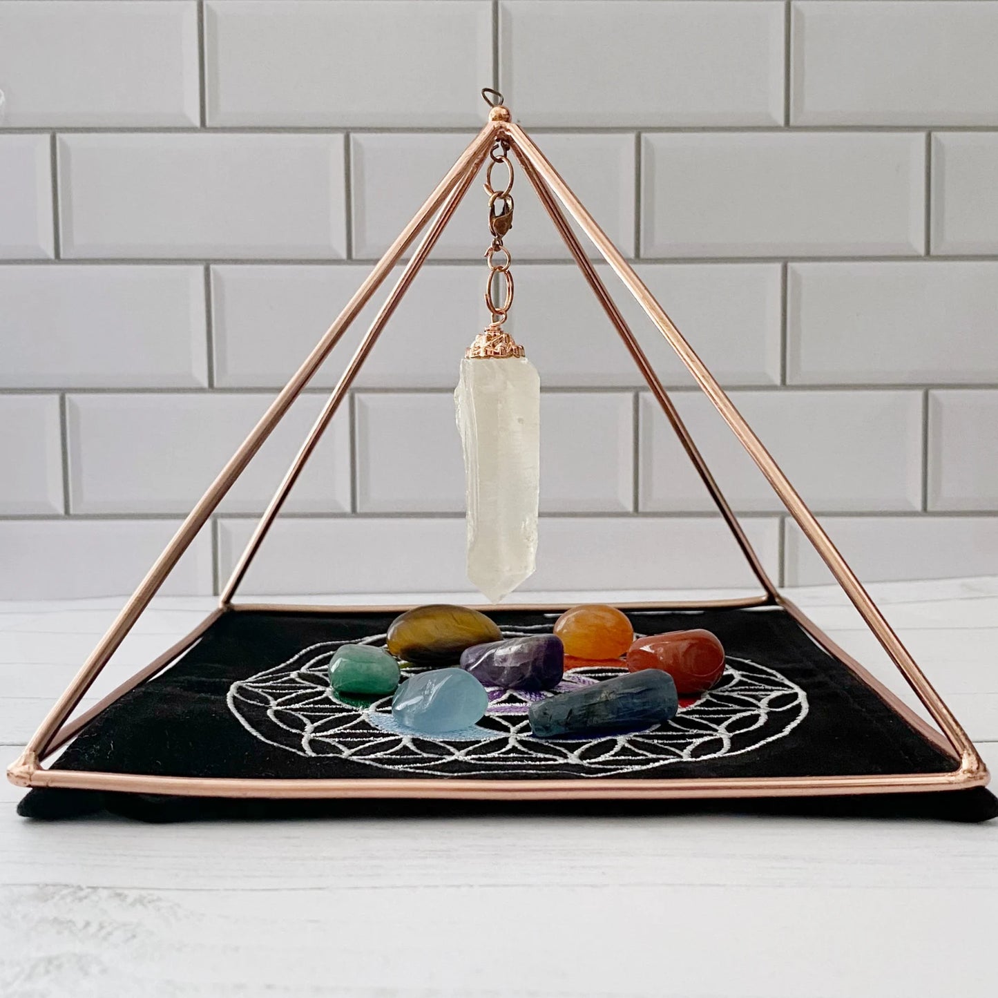 6" Copper Pyramid Energizer w/ Quartz Point and Mat