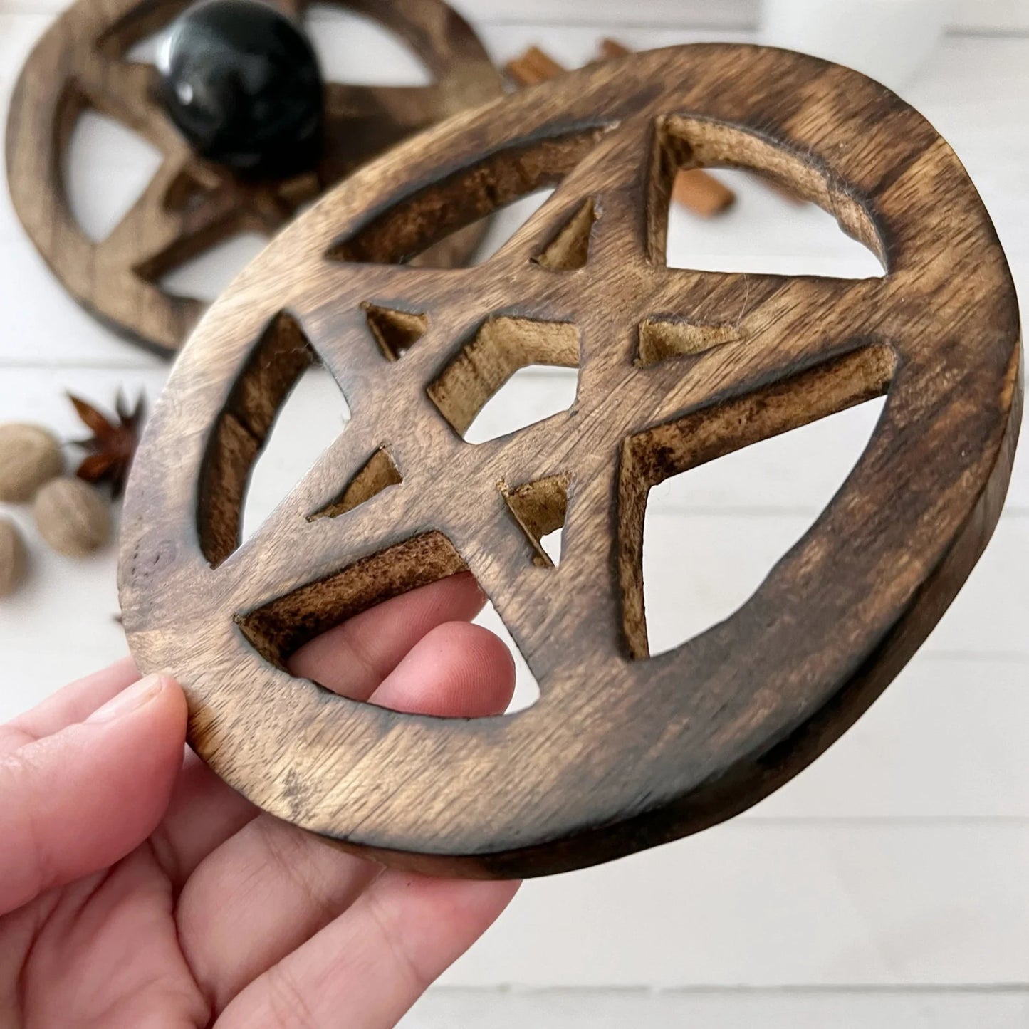 Wooden Pentacle Sphere Stand