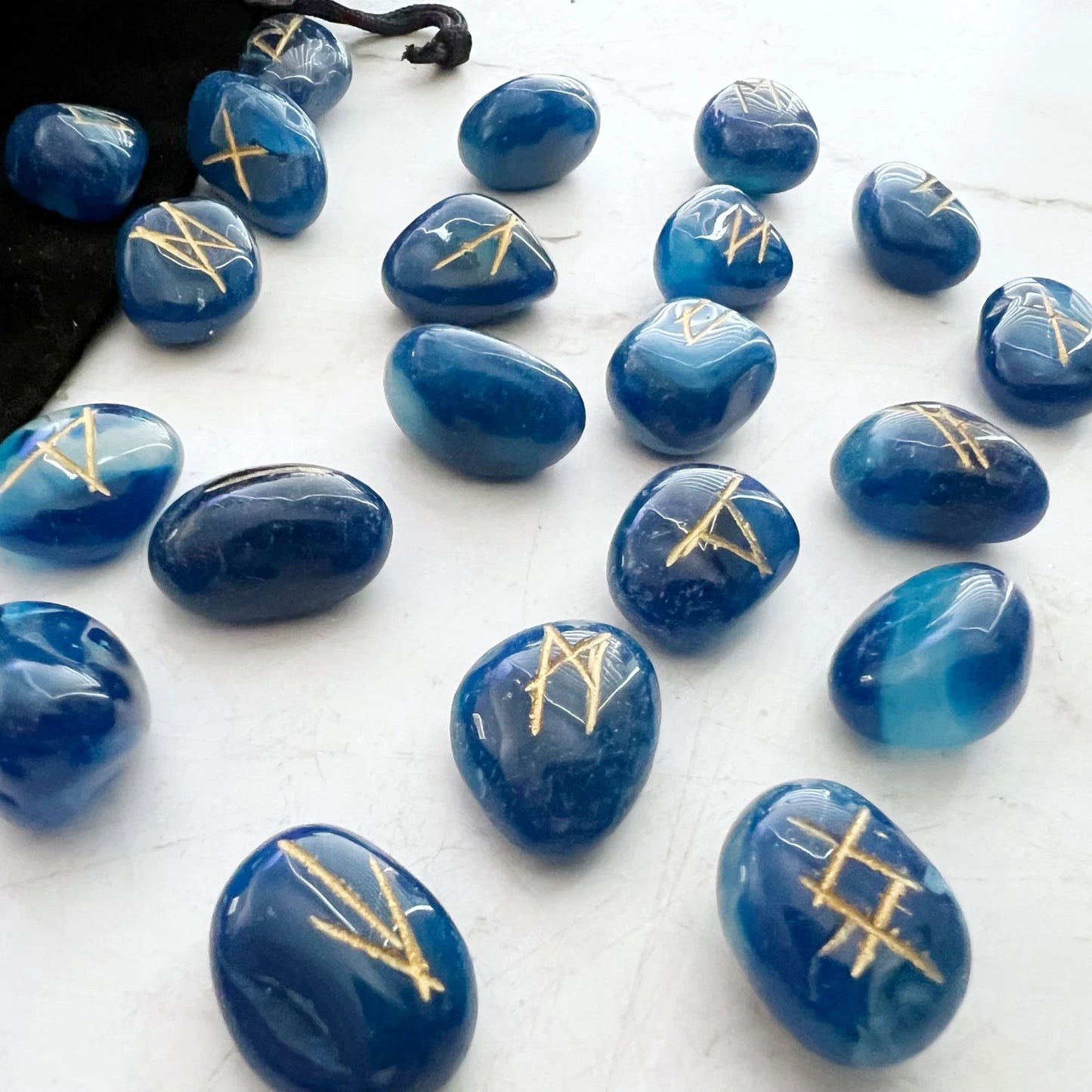 Blue Onyx Elder Futhark Runes