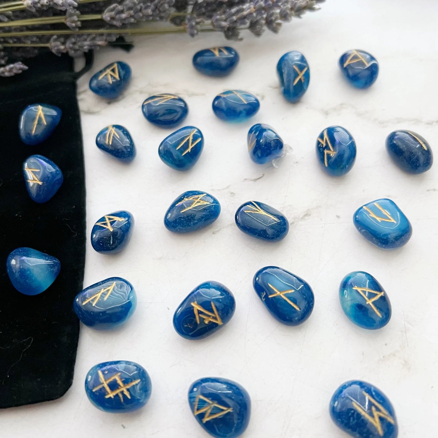 Blue Onyx Elder Futhark Runes