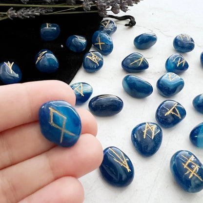 Blue Onyx Elder Futhark Runes