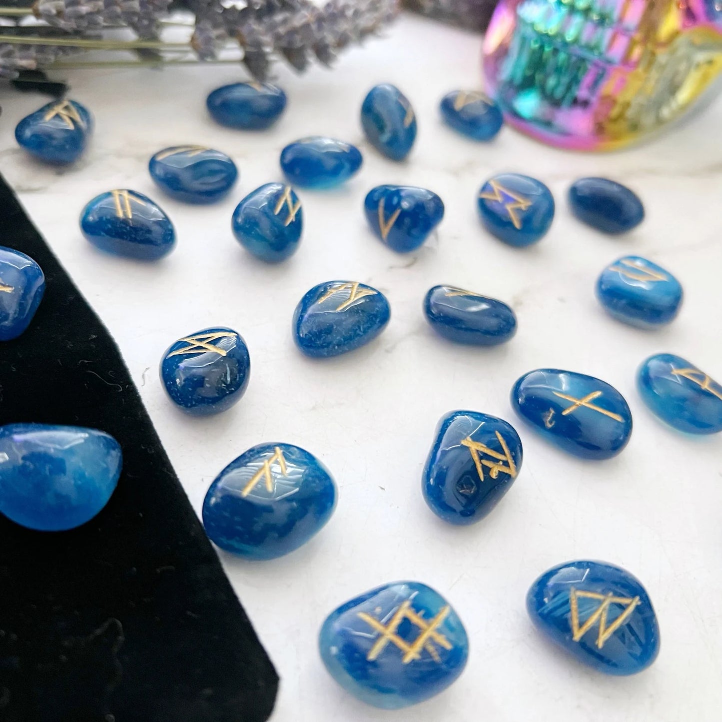 Blue Onyx Elder Futhark Runes