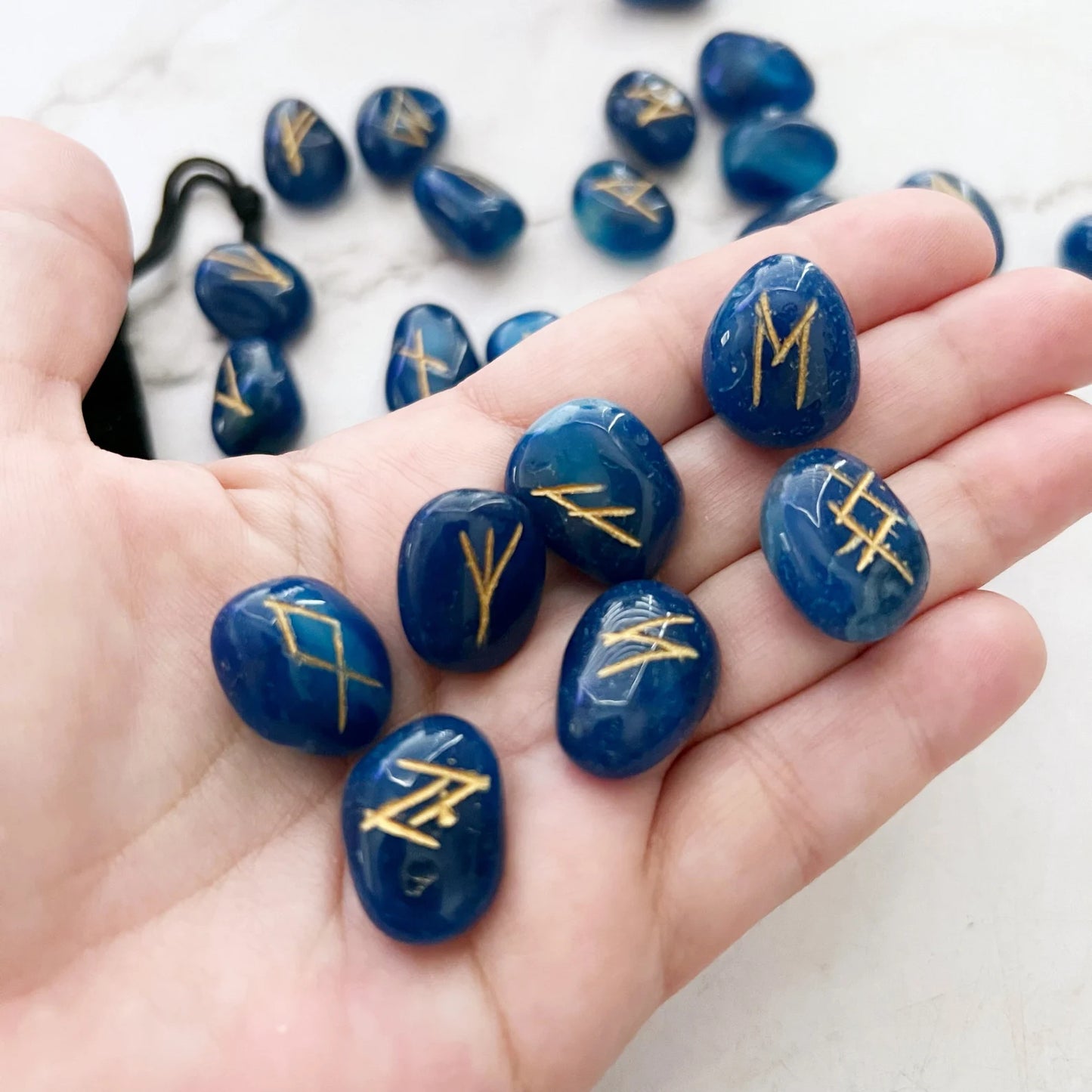 Blue Onyx Elder Futhark Runes