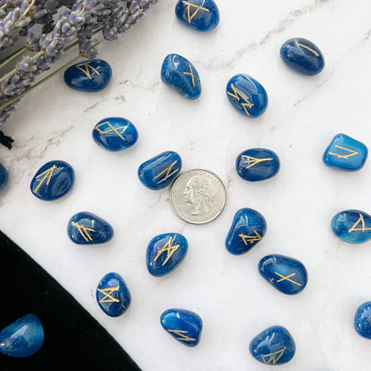 Blue Onyx Elder Futhark Runes