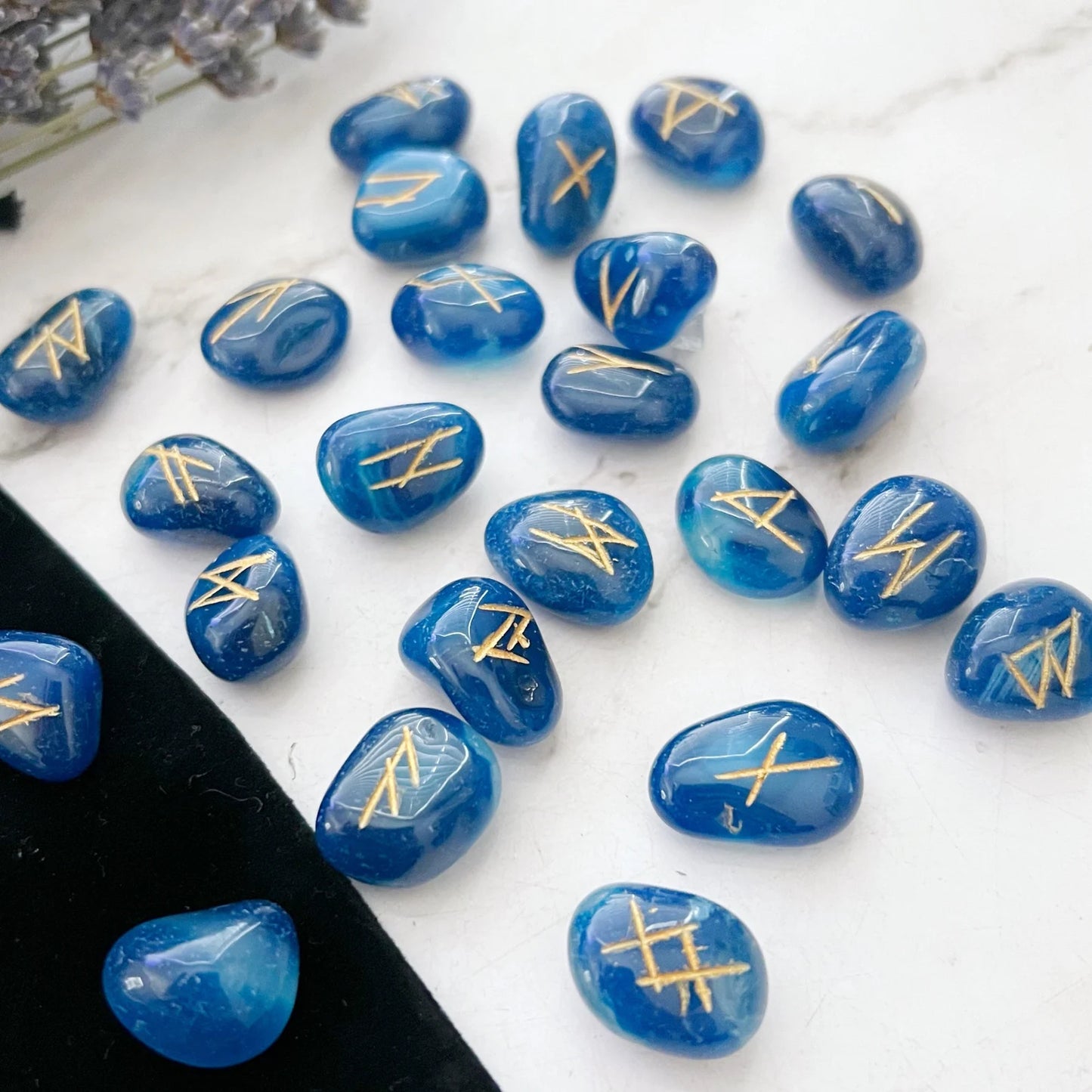 Blue Onyx Elder Futhark Runes