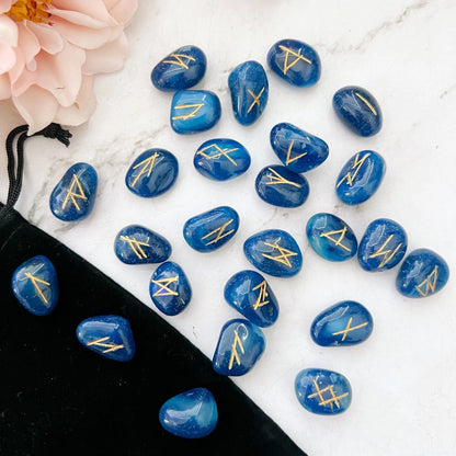 Blue Onyx Elder Futhark Runes