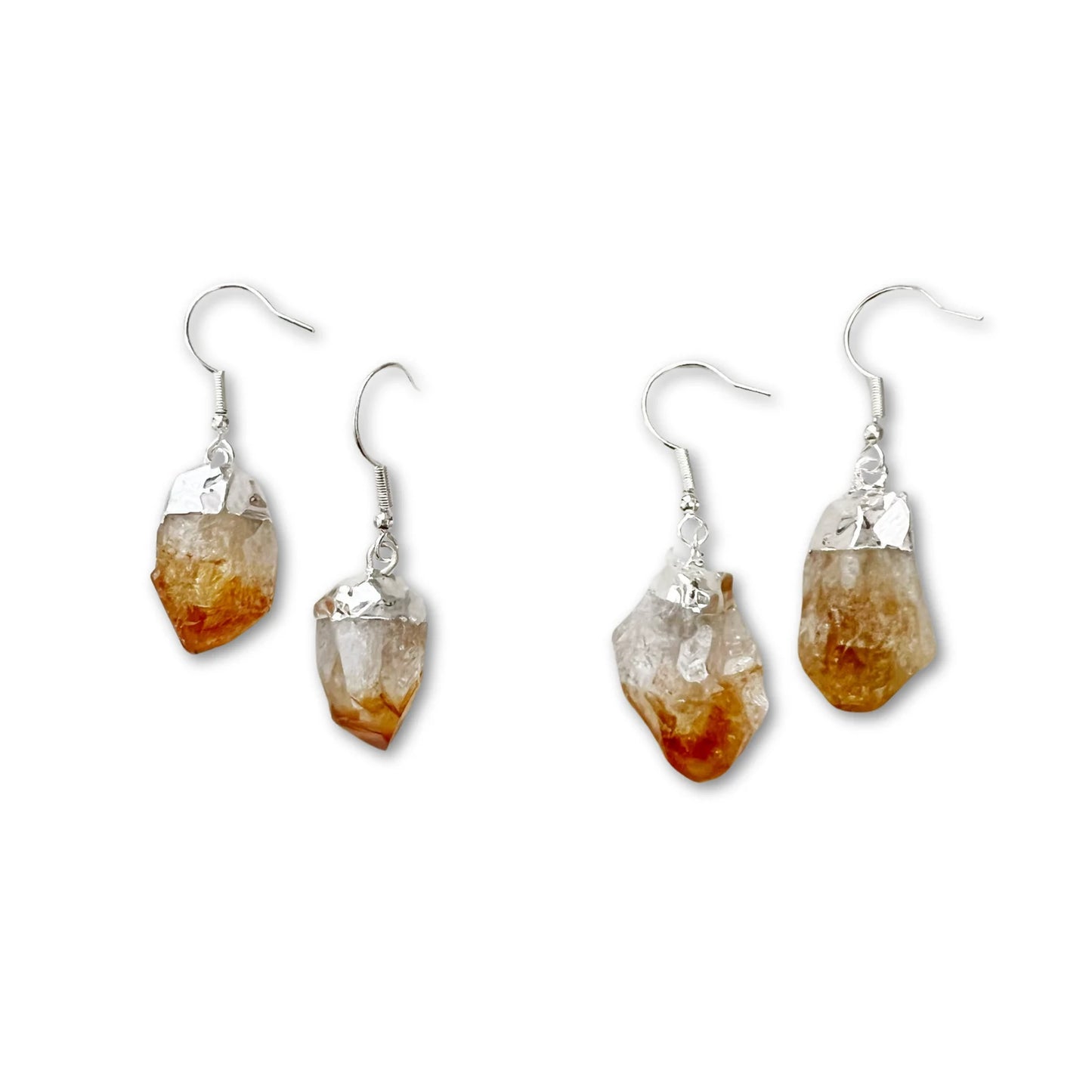 Raw Citrine Point Dangle Earrings