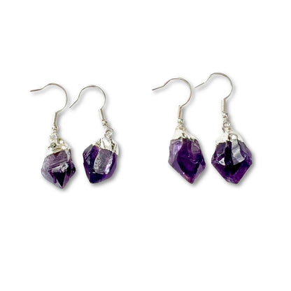 Raw Amethyst Point Dangle Earrings