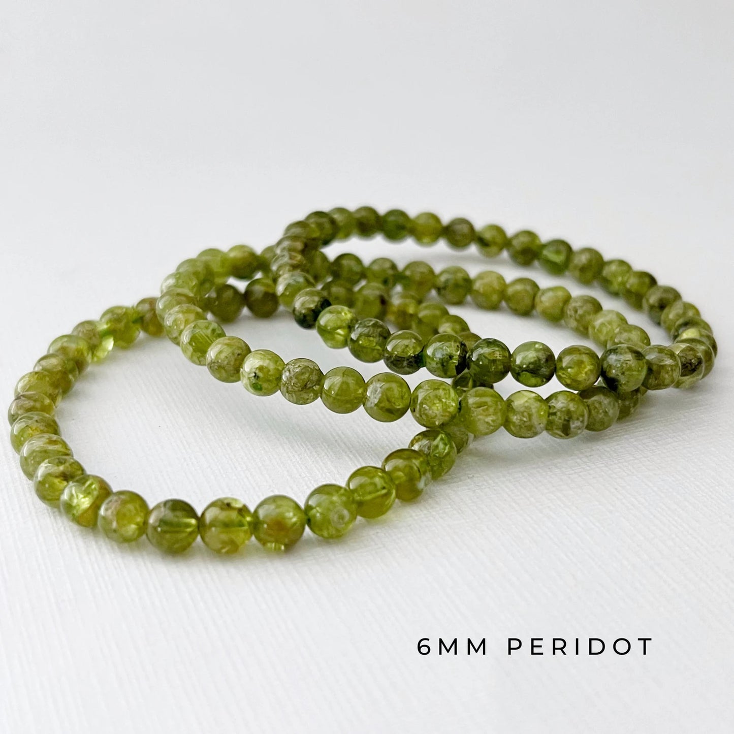 6mm Peridot Beaded Bracelet