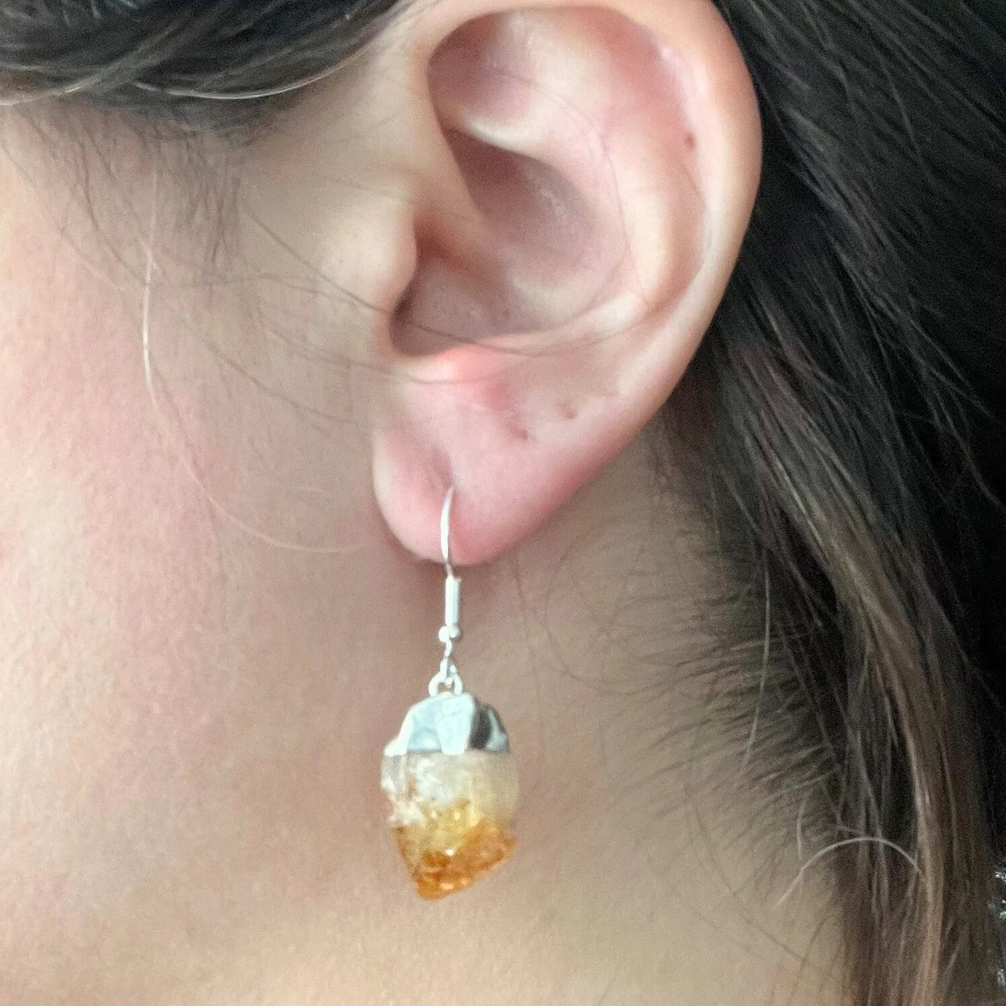 Raw Citrine Point Dangle Earrings