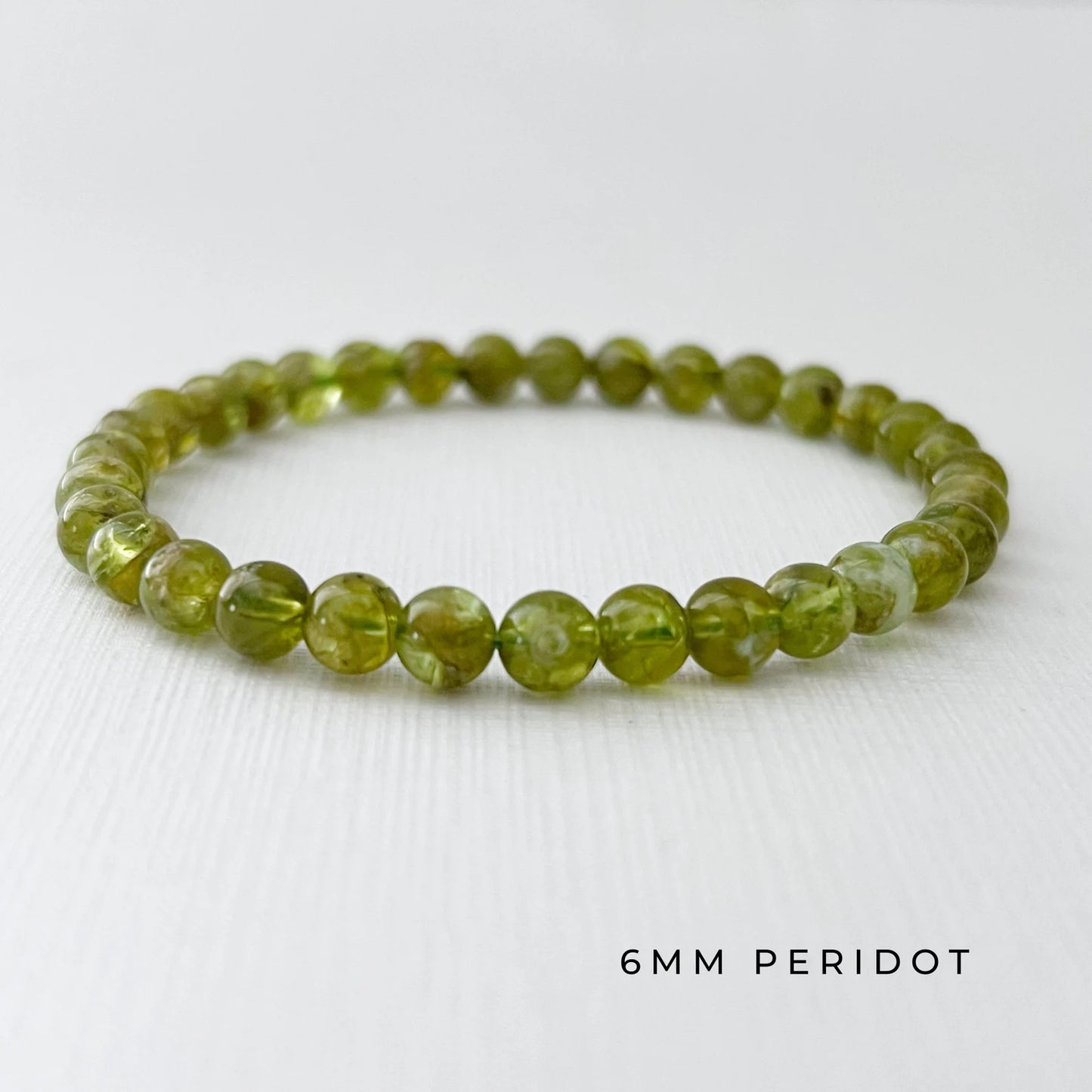 6mm Peridot Beaded Bracelet