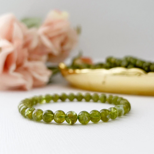 6mm Peridot Beaded Bracelet