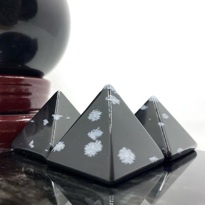 1" Mini Snowflake Obsidian Pyramid