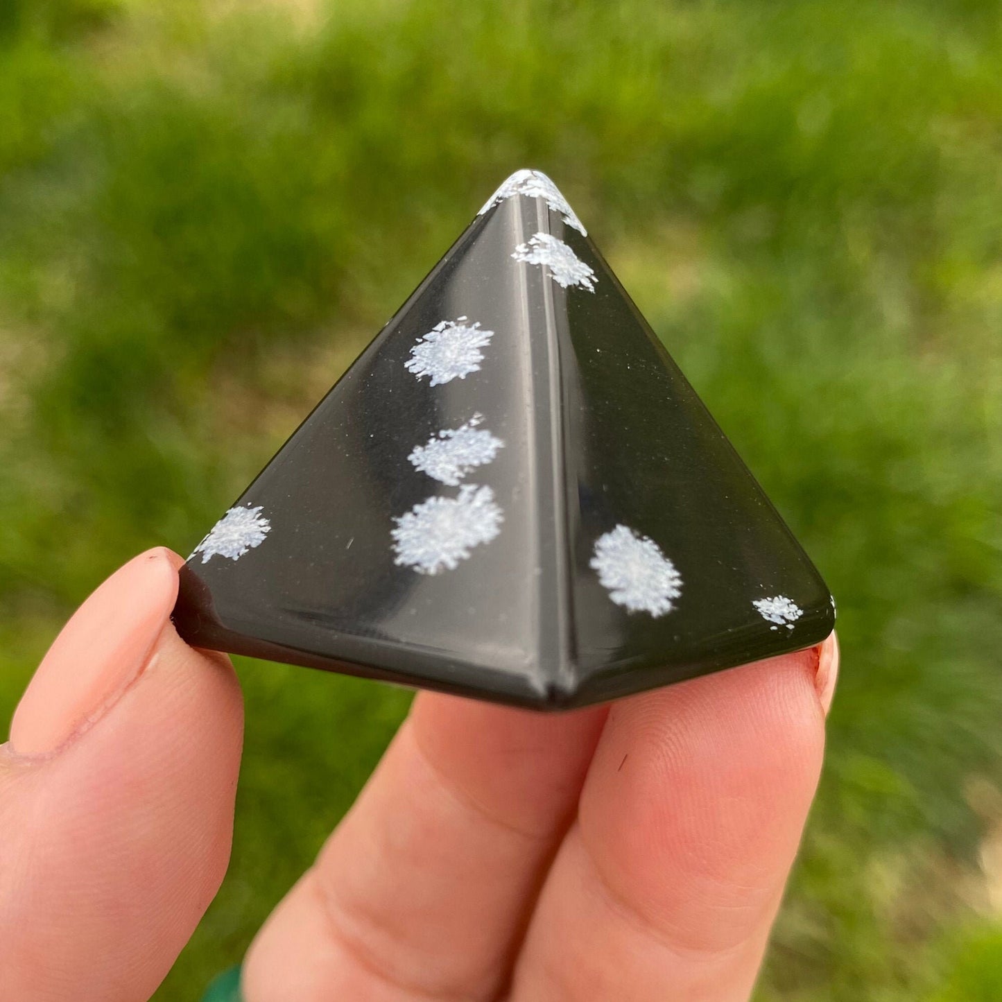 1" Mini Snowflake Obsidian Pyramid