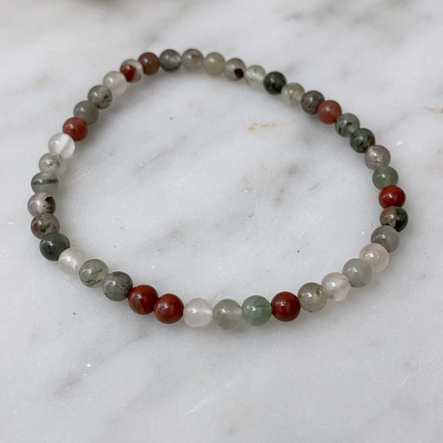 4mm Seftonite (African Bloodstone) Beaded Bracelet