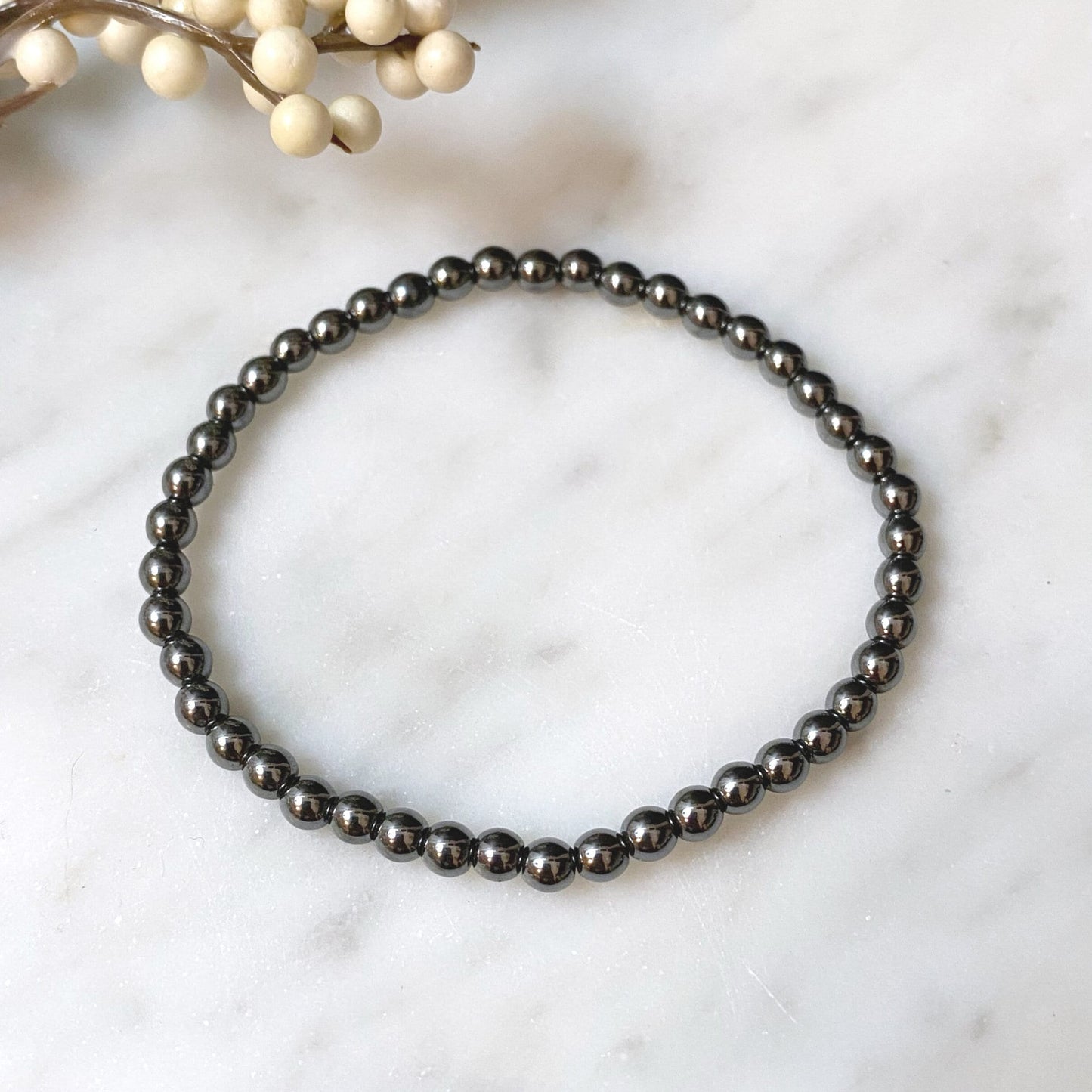 4mm Hematite Beaded Bracelet