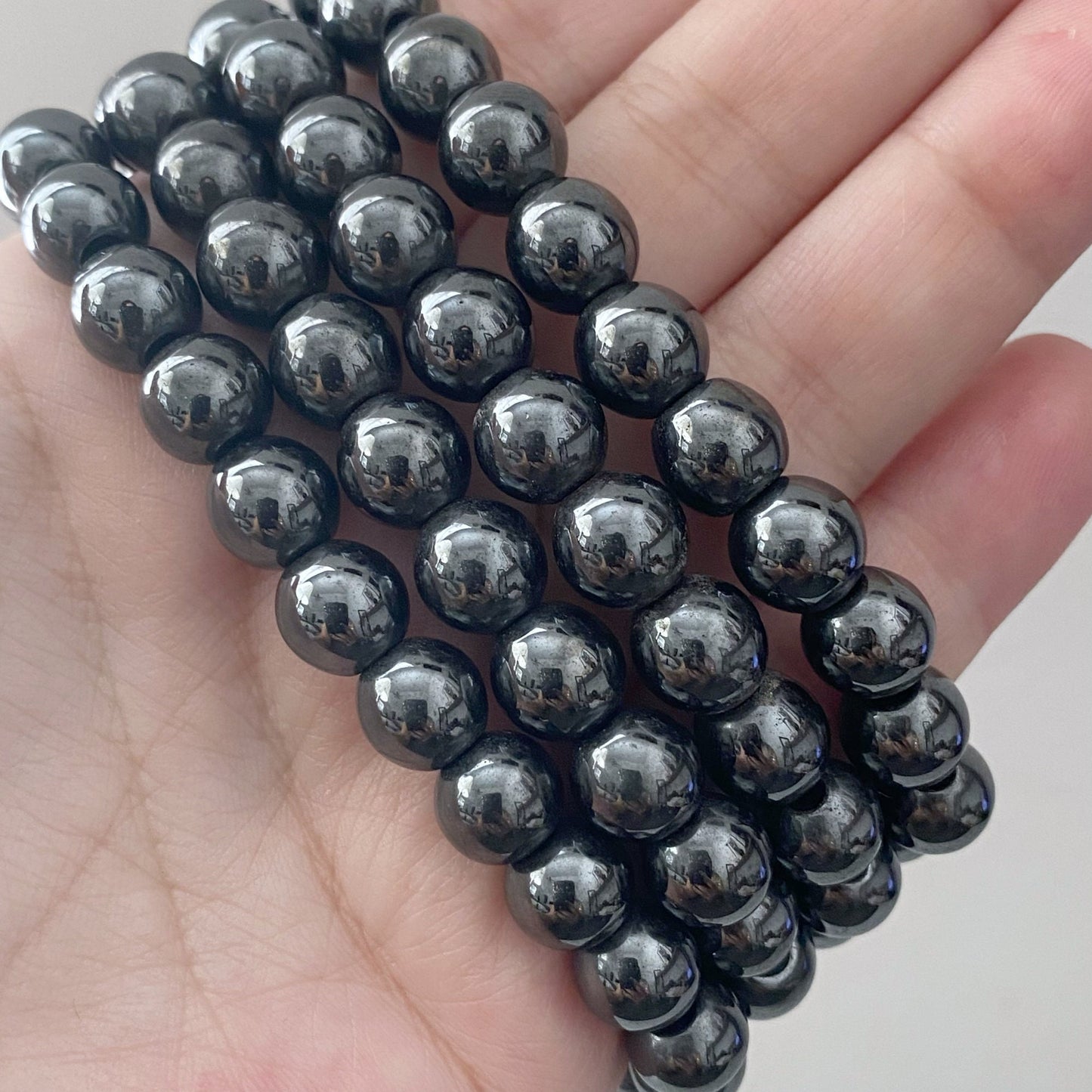 8mm Hematite Beaded Bracelet