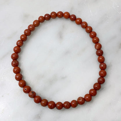 4mm Red Jasper Beaded Bracelet