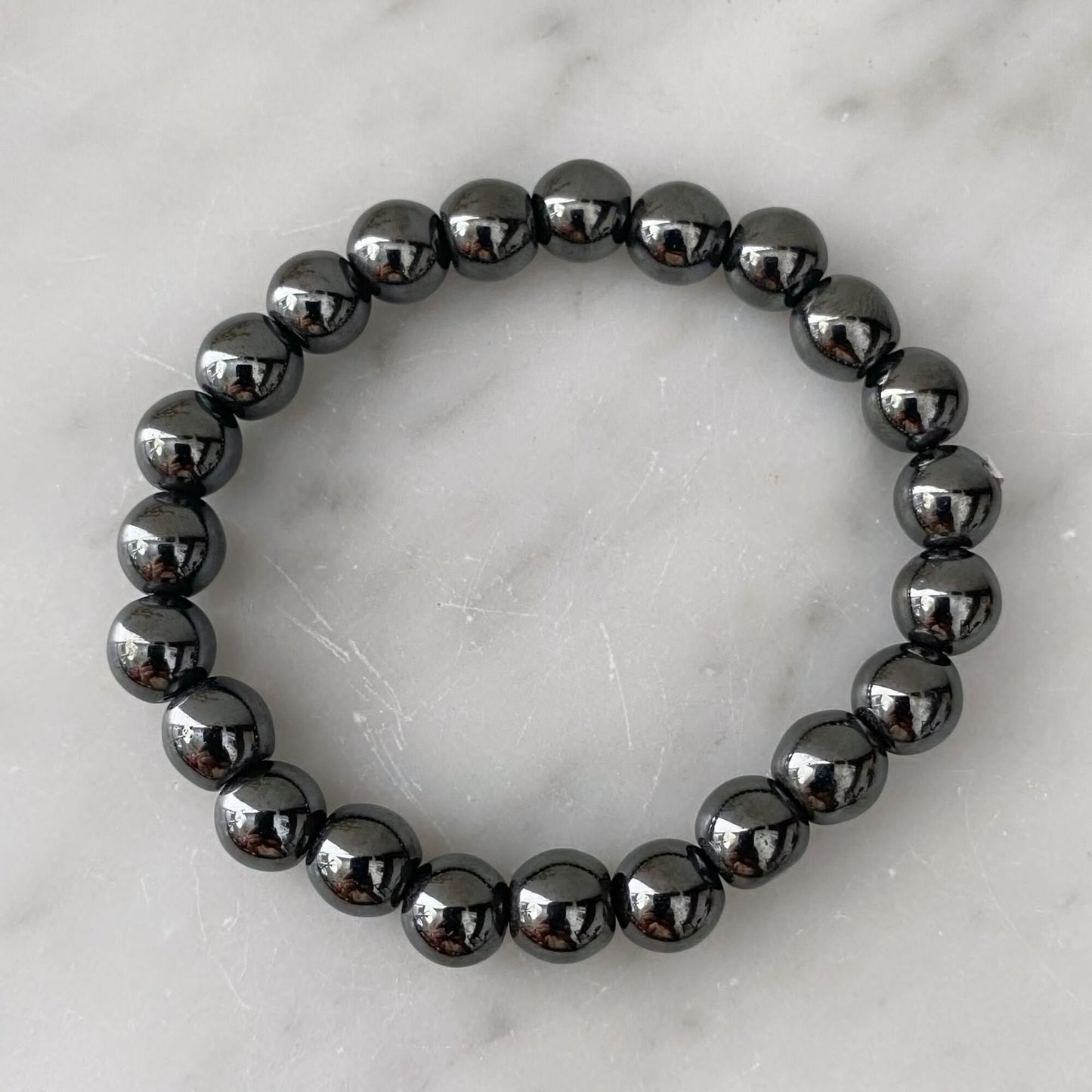 8mm Hematite Beaded Bracelet