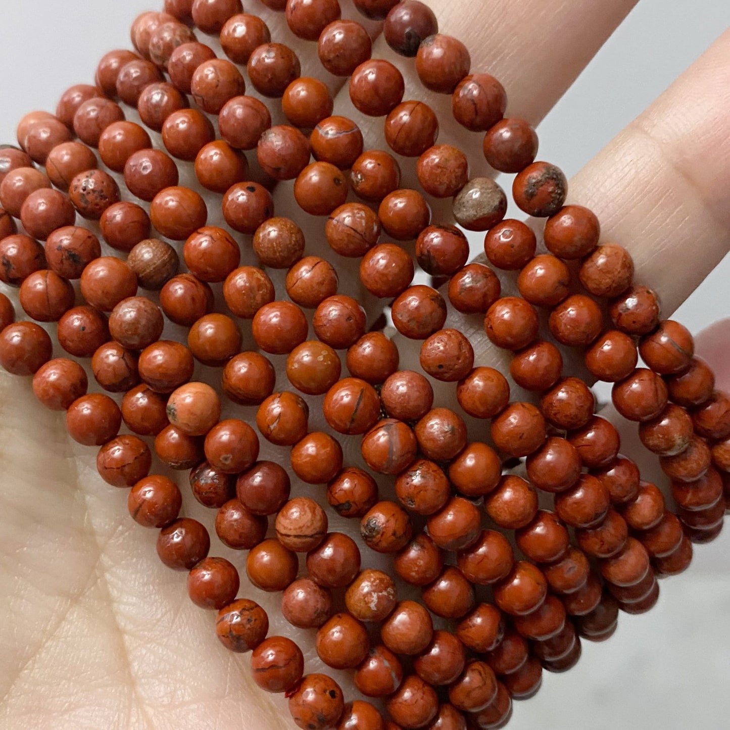 4mm Red Jasper Beaded Bracelet