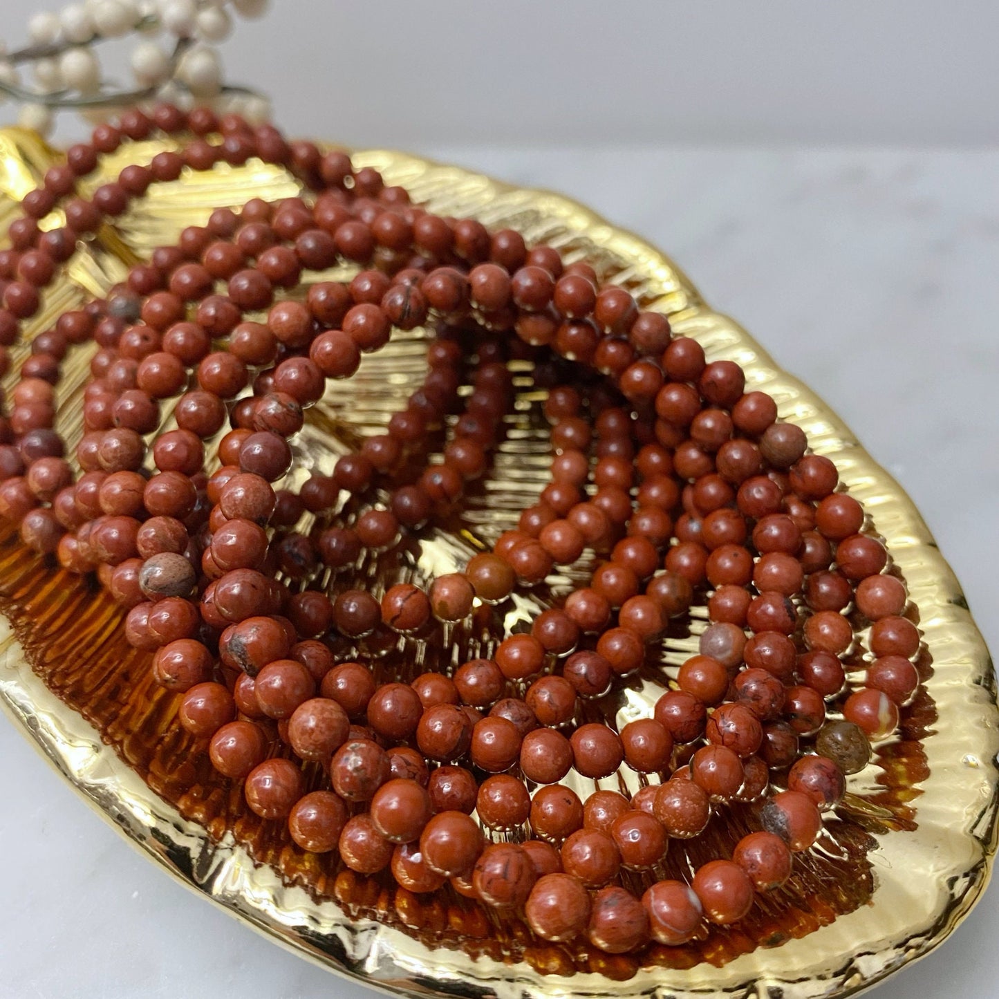 4mm Red Jasper Beaded Bracelet