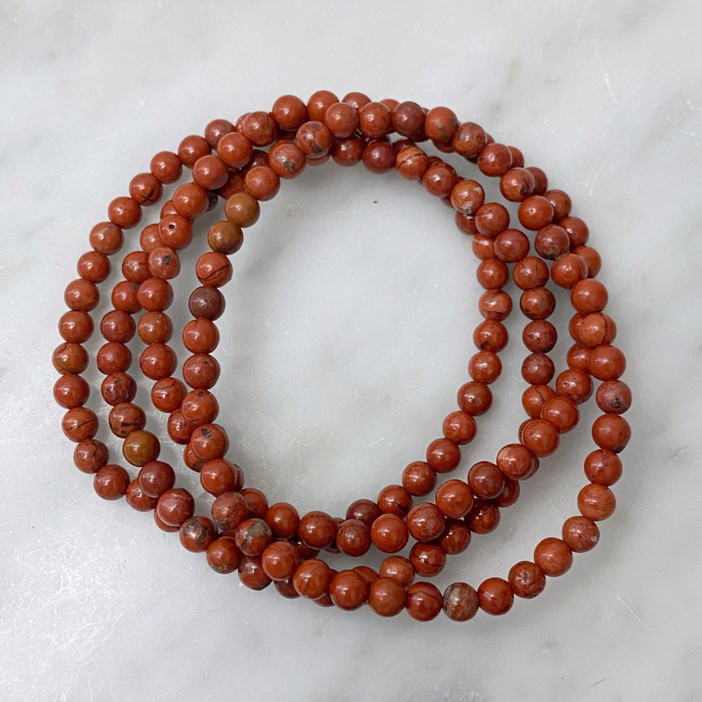 4mm Red Jasper Beaded Bracelet