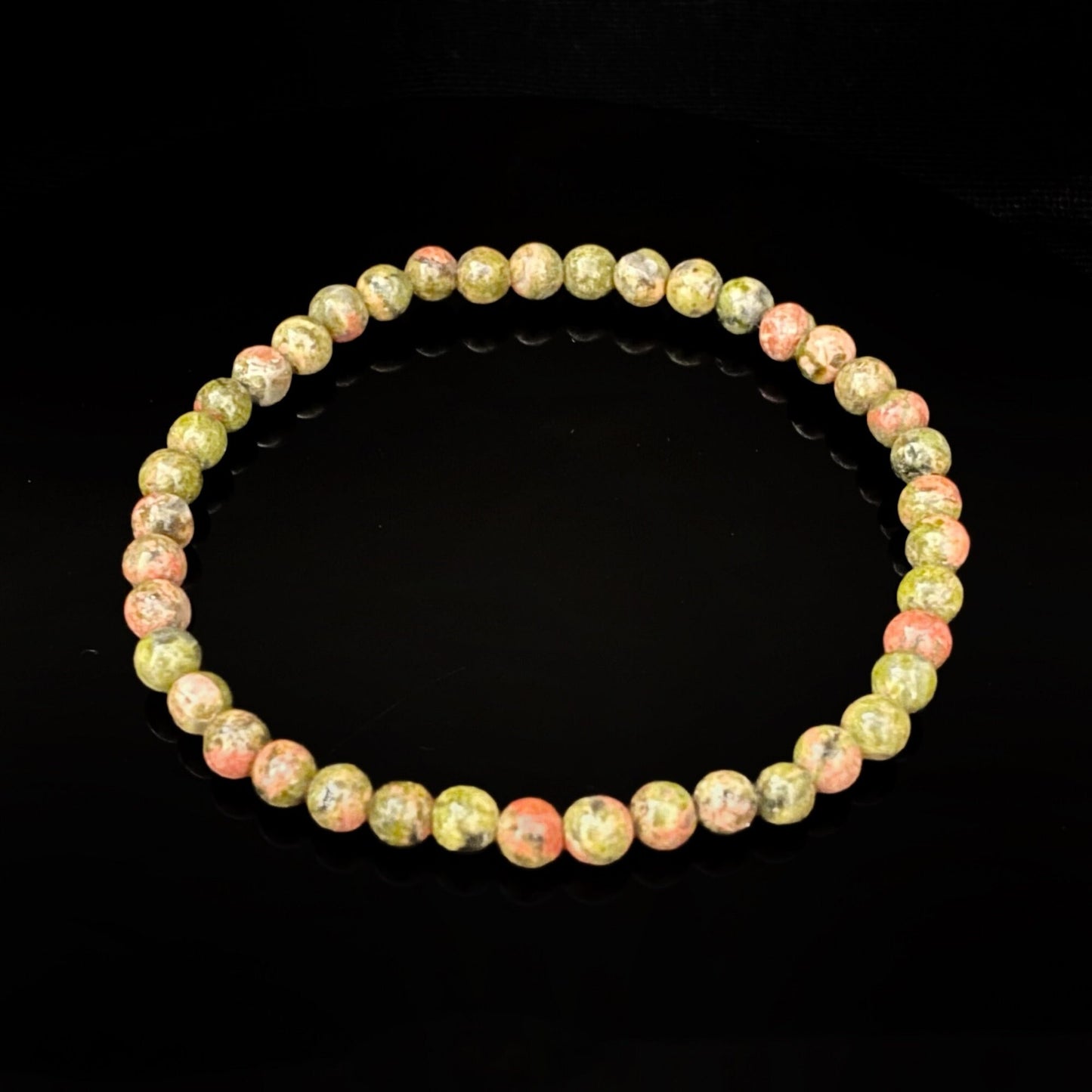 4mm Unakite Beaded Bracelet