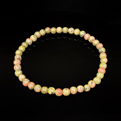 4mm Unakite Beaded Bracelet