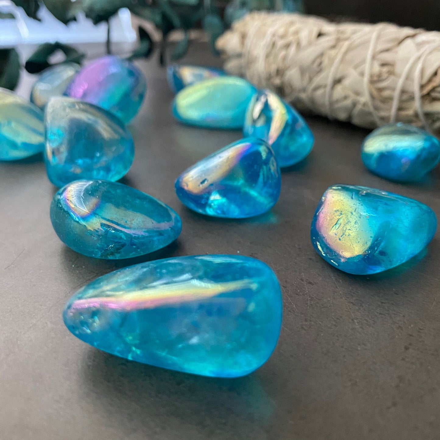 Aqua Aura Quartz Tumbled Stones