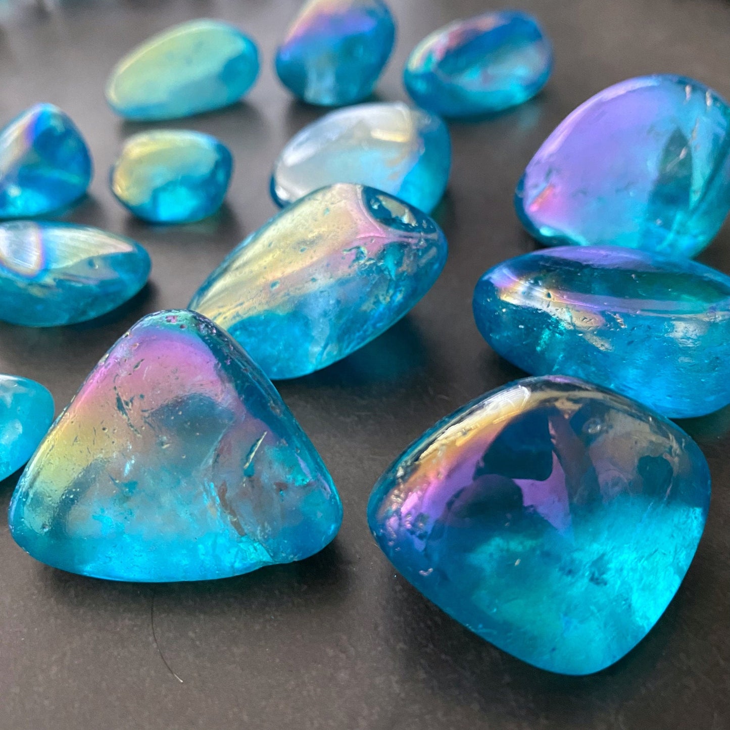 Aqua Aura Quartz Tumbled Stones