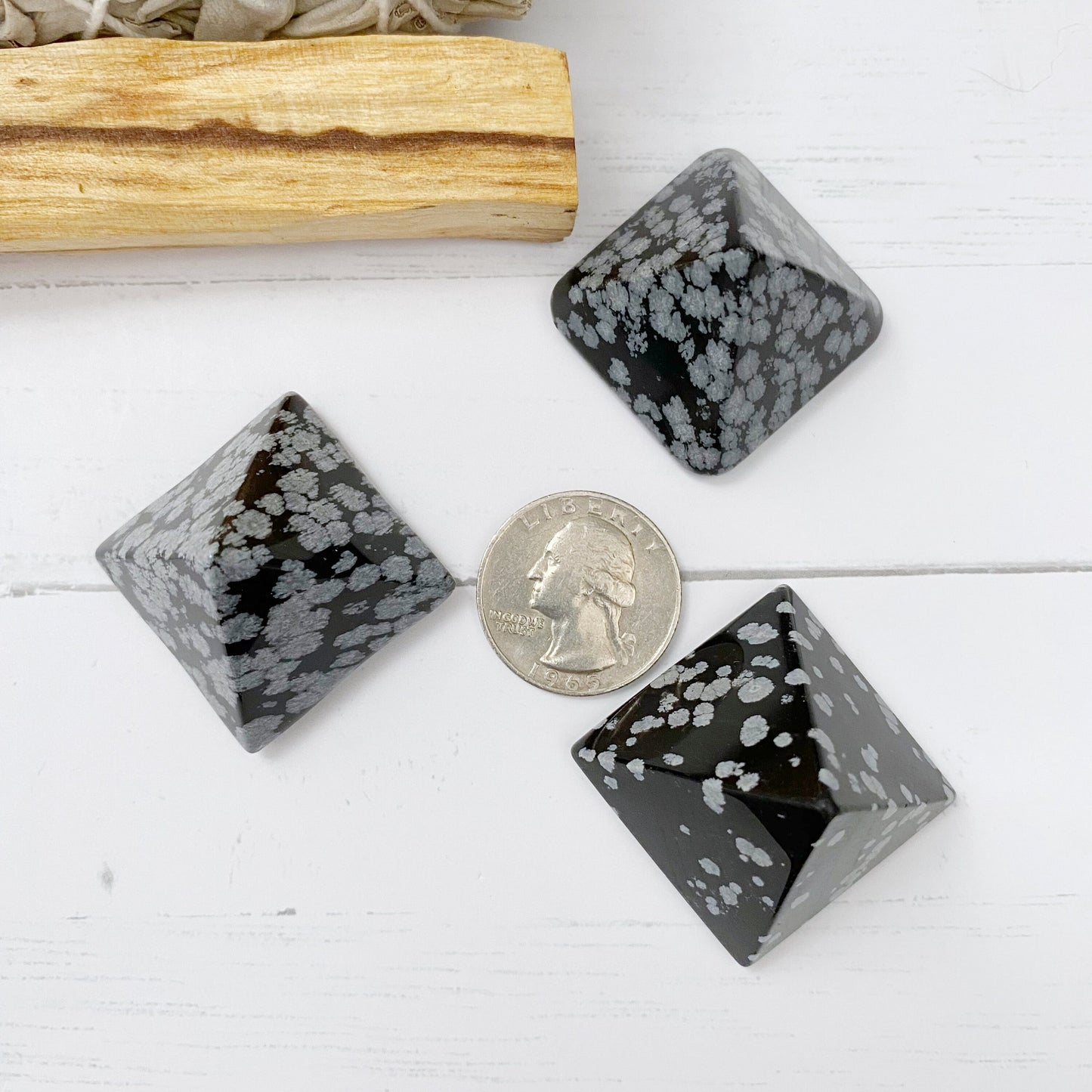 1" Mini Snowflake Obsidian Pyramid