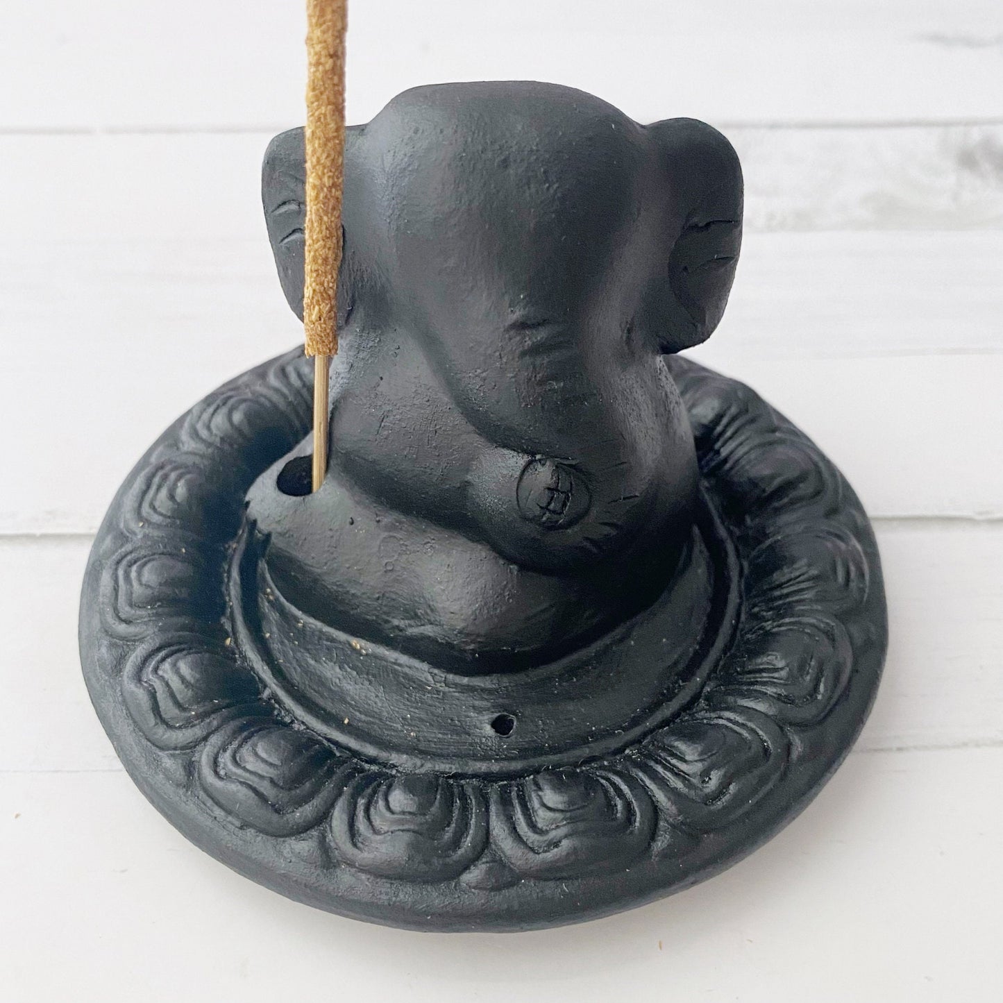 Lord Ganesha Black Clay Incense Holder