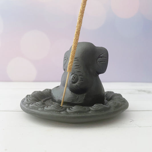 Lord Ganesha Black Clay Incense Holder