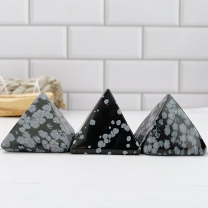 1" Mini Snowflake Obsidian Pyramid