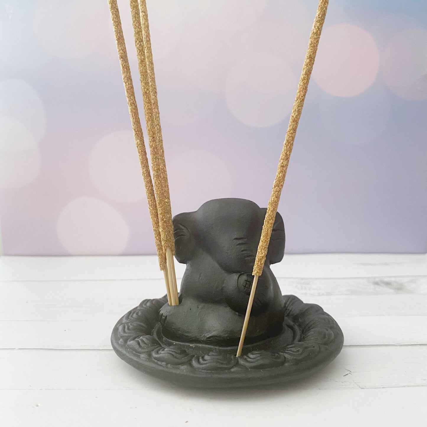 Lord Ganesha Black Clay Incense Holder