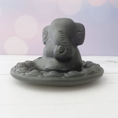 Lord Ganesha Black Clay Incense Holder