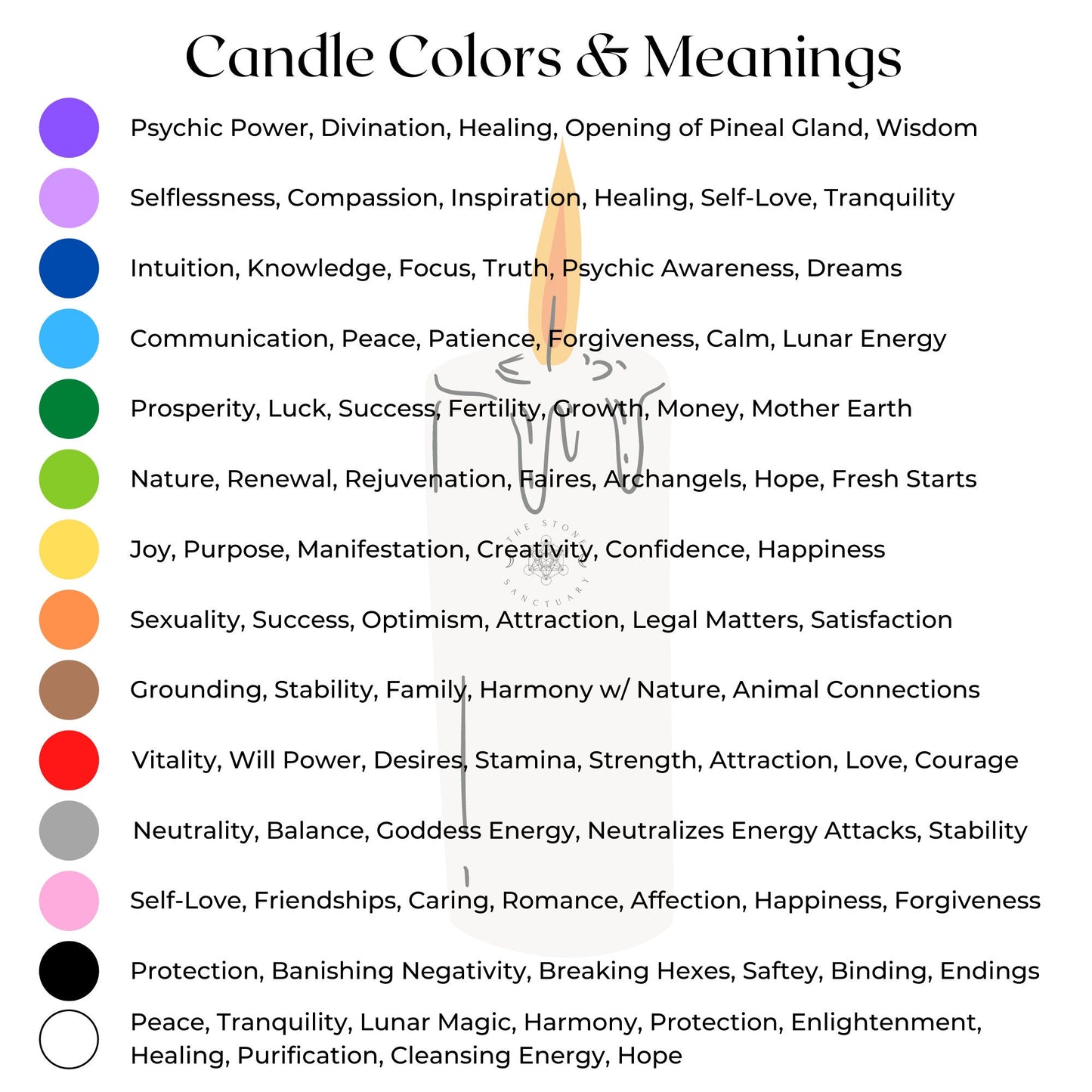 A collection of 12 colorful 5" Variety Pack Unscented Chime Candles (10 Pack) arranged horizontally on a white wooden surface. The candles display a variety of hues, including black, pink, red, orange, yellow, light green, dark green, light blue, dark blue, purple, and white—perfect for meditation or Chakra balancing.