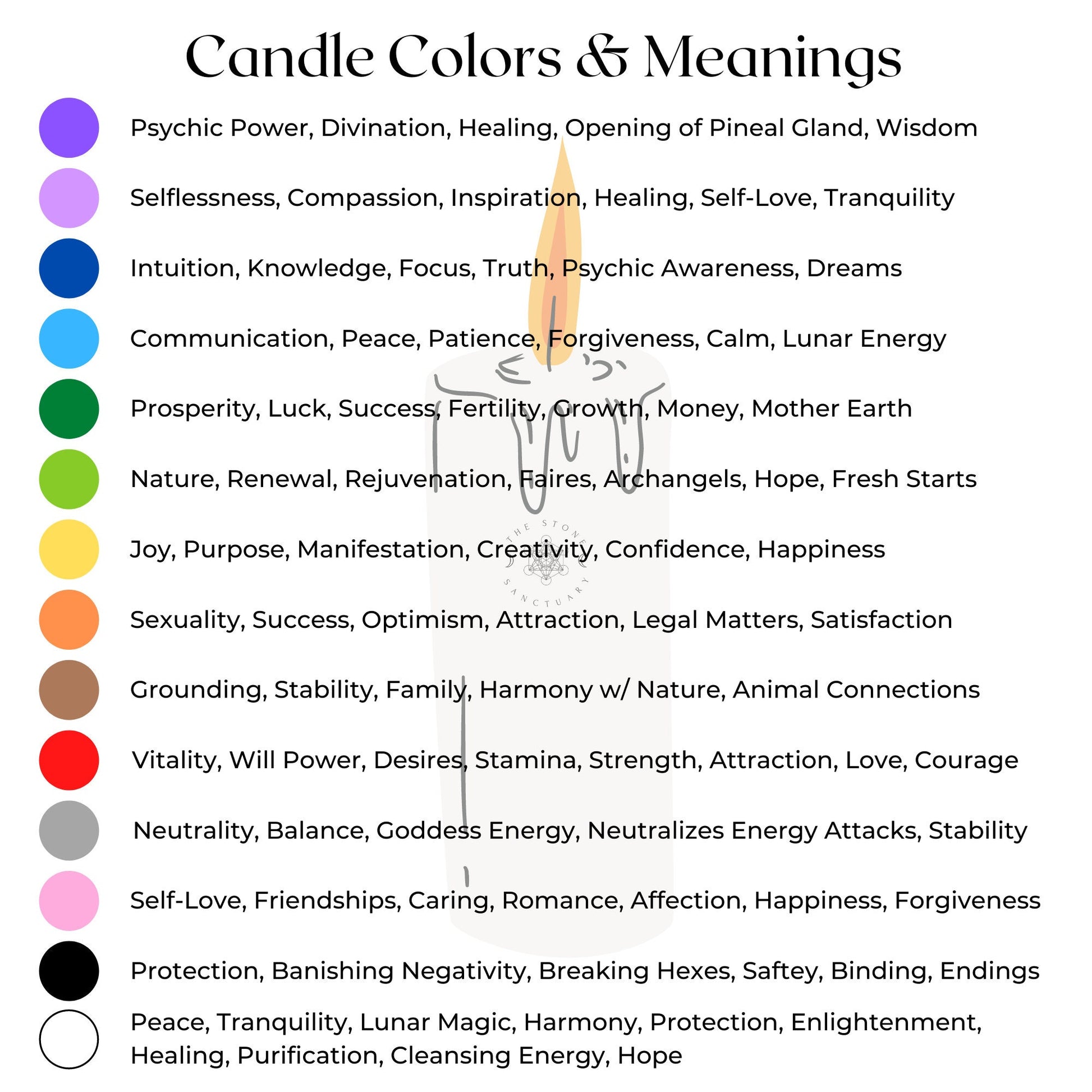 A collection of 12 colorful 5" Variety Pack Unscented Chime Candles (10 Pack) arranged horizontally on a white wooden surface. The candles display a variety of hues, including black, pink, red, orange, yellow, light green, dark green, light blue, dark blue, purple, and white—perfect for meditation or Chakra balancing.