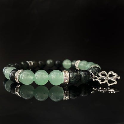 8mm Green Aventurine & Kambaba Jasper Beaded Bracelet