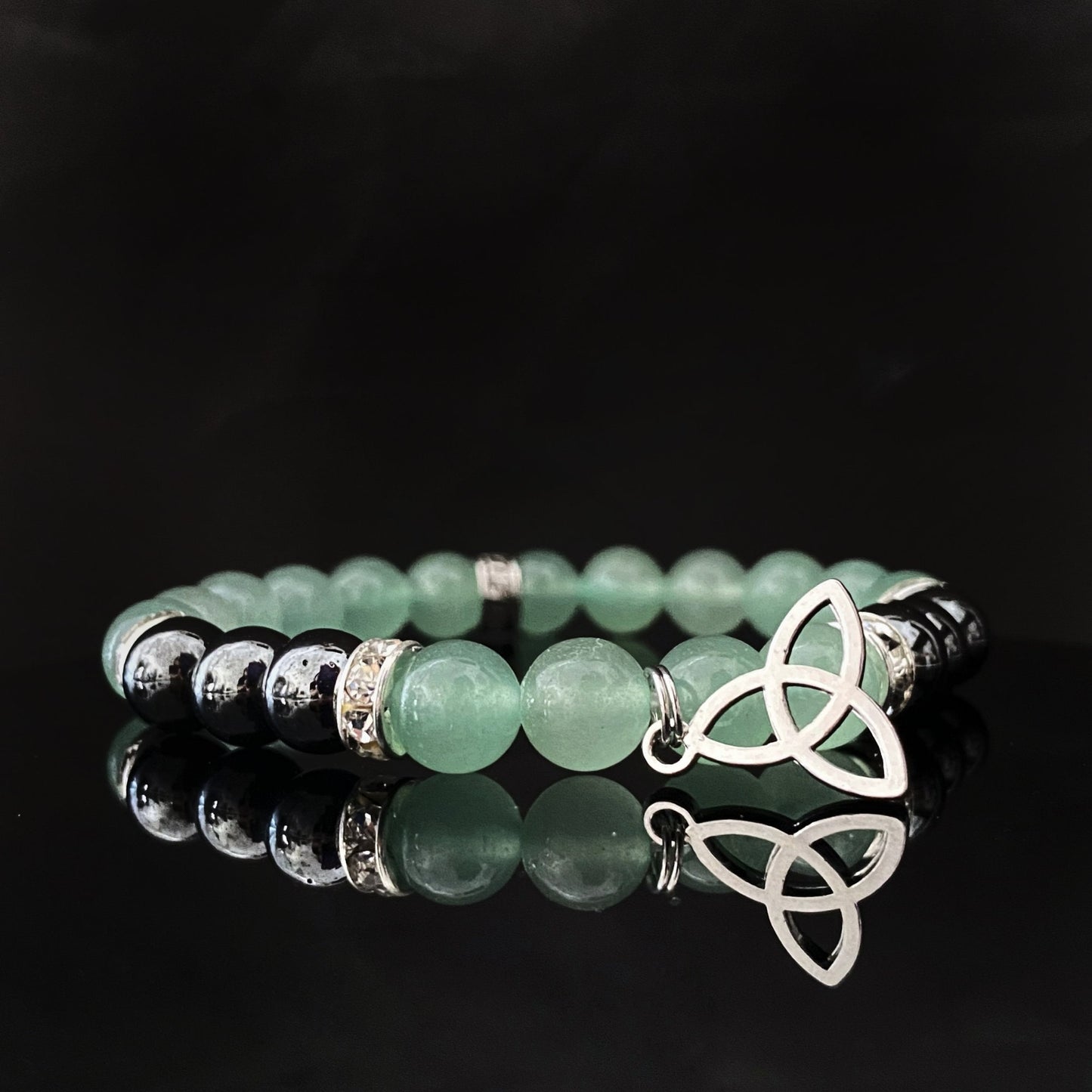 8mm Green Aventurine & Hematite Beaded Bracelet