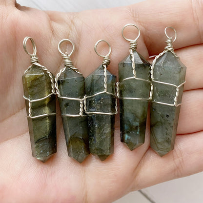 1.5" Double Terminated Labradorite Point Pendant