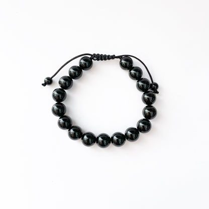 10mm Black Obsidian Beaded Bracelet