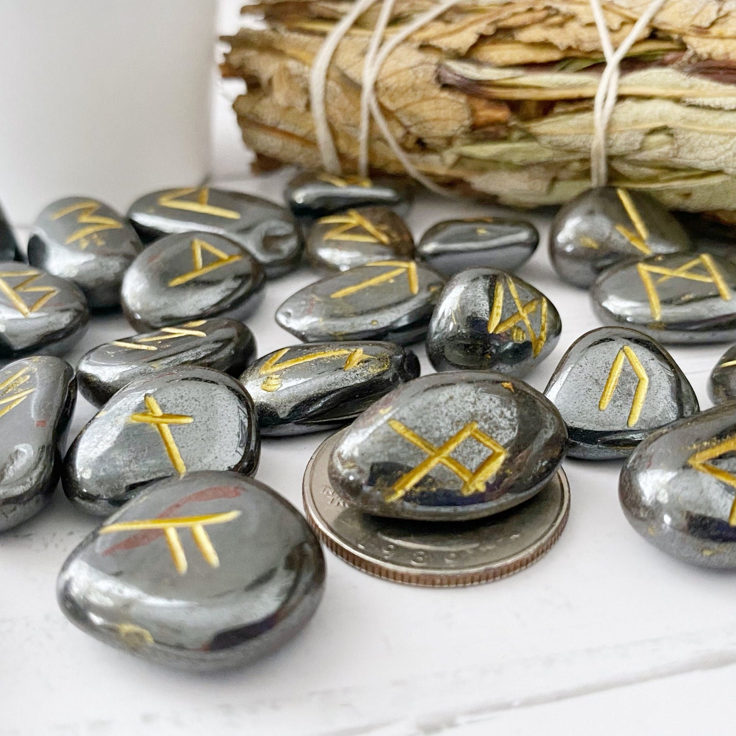 Hematite Elder Futhark Runes