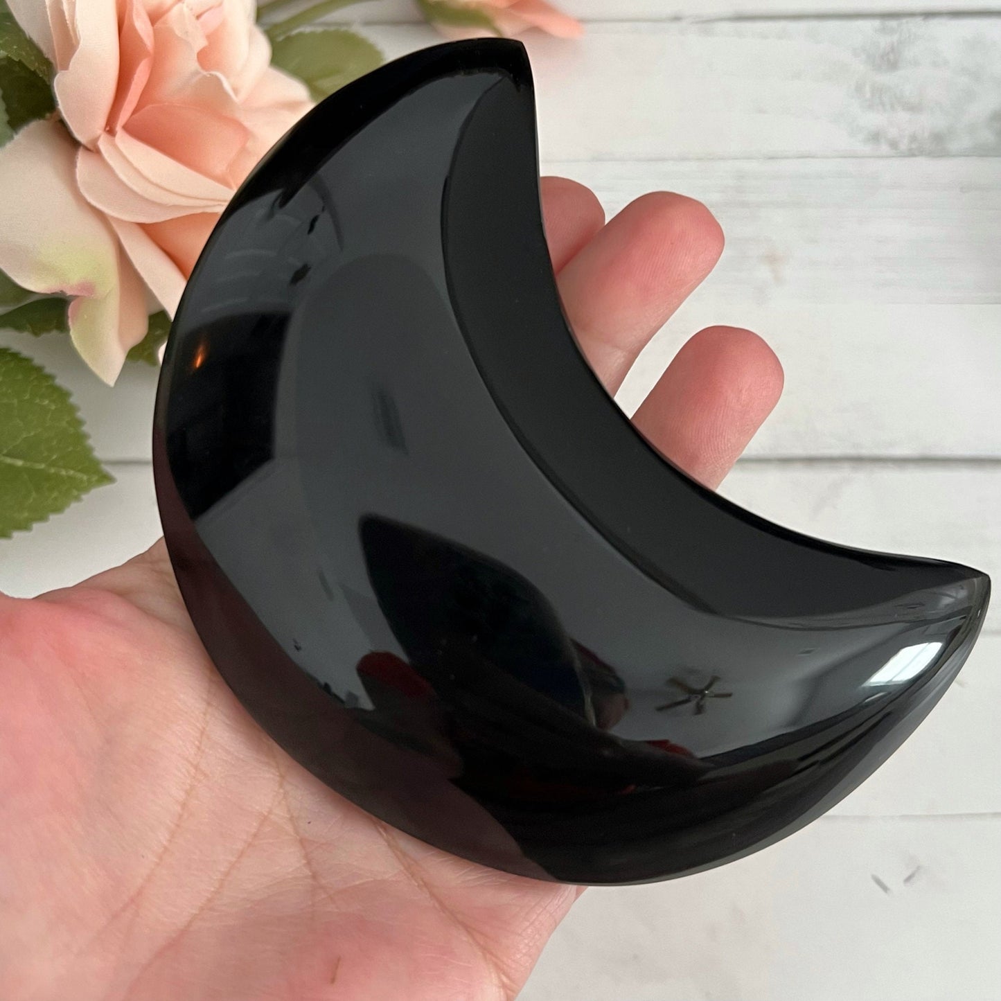 4" Obsidian Crescent Moon