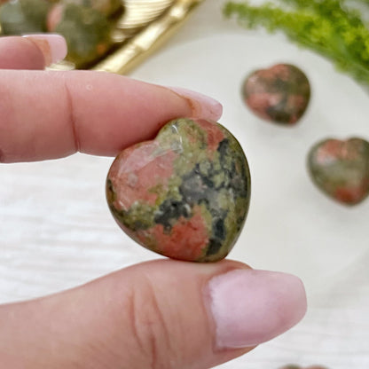 1" Mini Unakite Pocket Heart