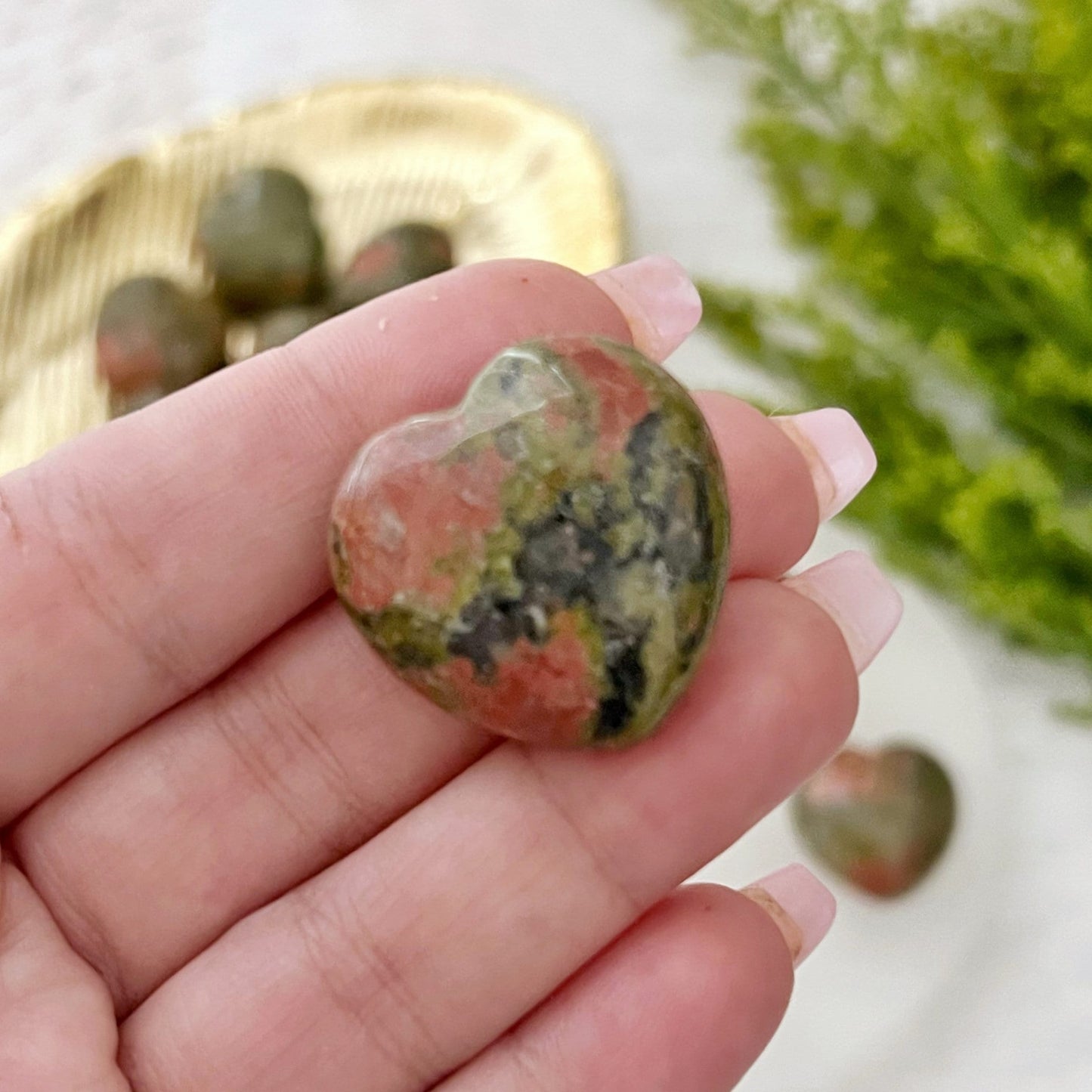 1" Mini Unakite Pocket Heart