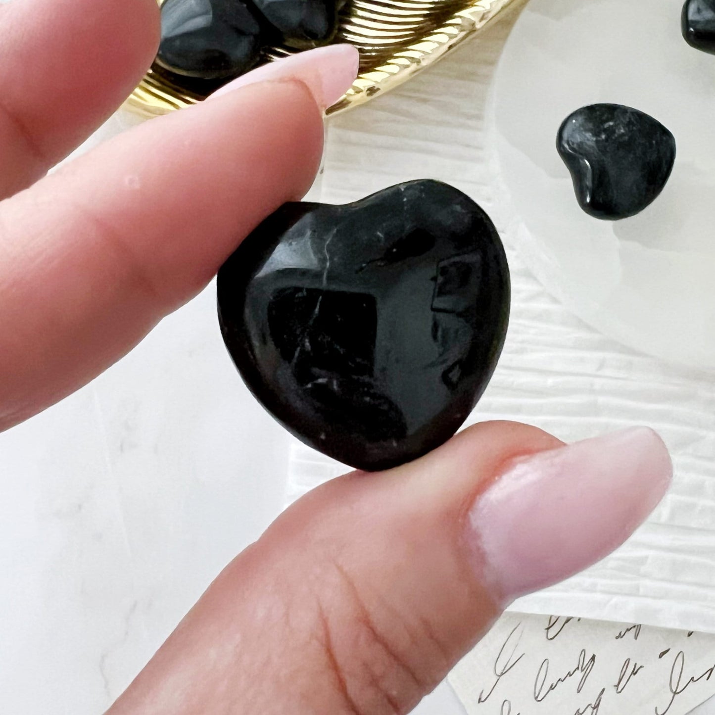 1" Mini Black Tourmaline Pocket Heart