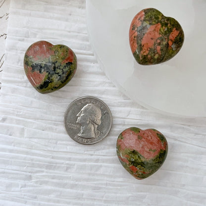 1" Mini Unakite Pocket Heart