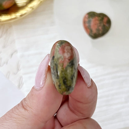 1" Mini Unakite Pocket Heart